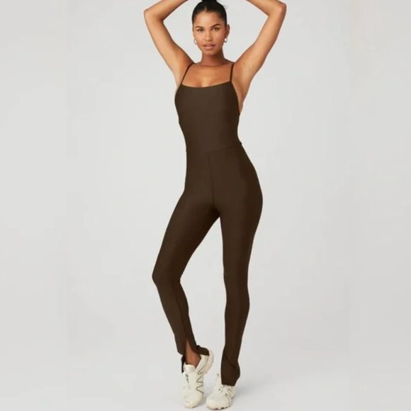 ALO Yoga Pants - Alo Yoga AIRLIFT DISCO DAZE ONESIE in Espresso